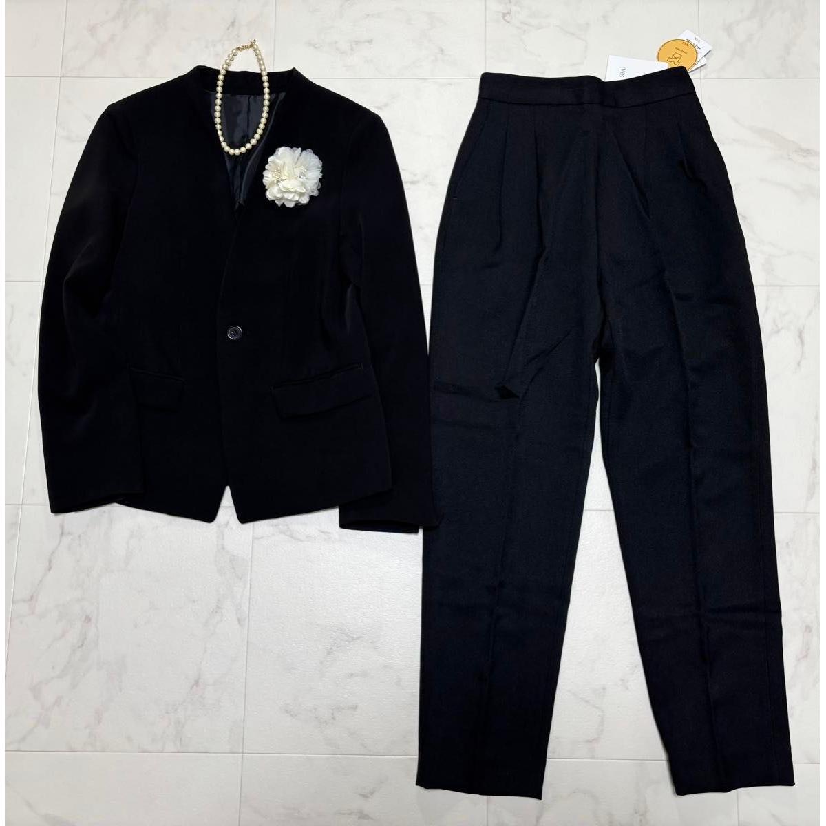 S size Rope Picnic vis collarless jacket pants black