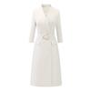 Teluoman Damen Apricot Beige Professionelles A-Linien Anzugkleid