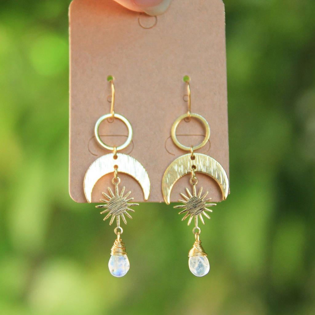 Silver Geometric Quartz Earrings With Moon And Star Design For Women Summer
