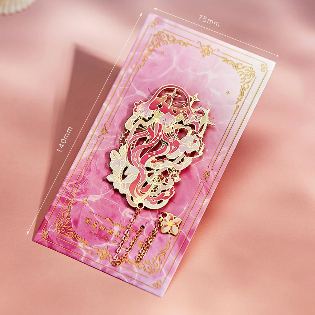2026 Metal Bookmark Reading Marker Chinese Art Gift Hollow Relief Tassel Pendant Ocean Theme Student prizes and gifts