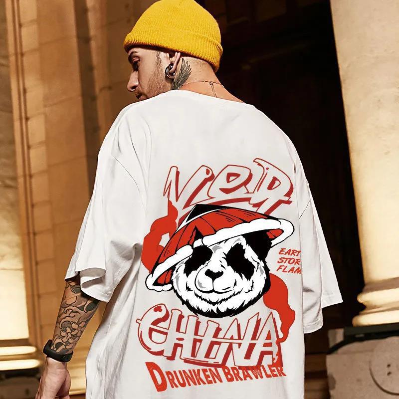 Summer Oversized T-shirts O-neck Short Sleeves Casual Loose Pullover Graphic Tees for Youth Hip Hop Chinese Trend Men Shirts
