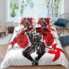 Japanese Samurai Bedding Set King/Queen/Full Size Japan Sunset Scenery Building Silhouette Polyester Duvet Cover Men Black Red