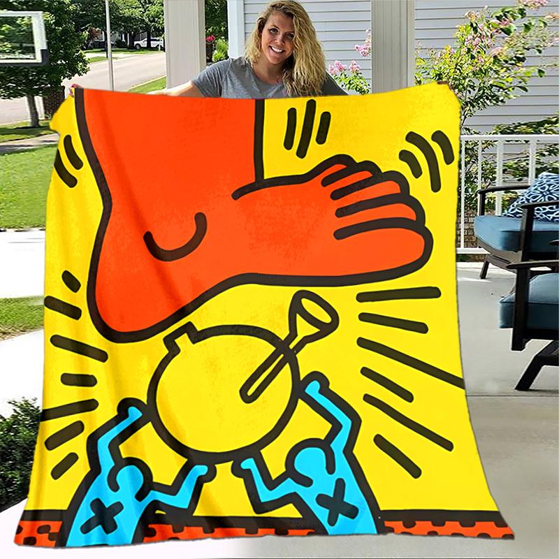 1pc Blanket Keith Haring Ascending2 Print Design, Lightweight Blanket for Sofa, Bed- Soft &Warm, Gift for All Seasons like Christmas, Halloween