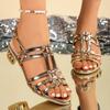 Fashion Women Chunky Sandals Summer High Heel Sandals Plus Size Women Shoes Back Strap Sandles Woman Open Toe Ankle Buckle Party Shoes
