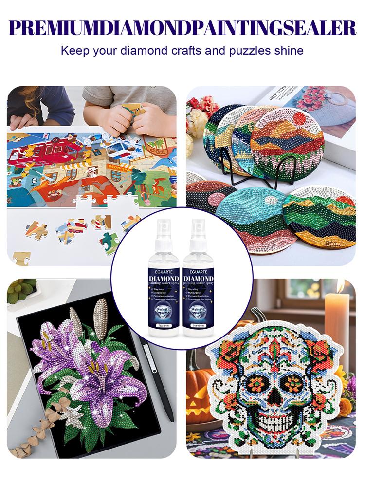 Spray Sigillante per Pittura Diamante 150ml Finitura Lucida Trasparente Colla Fissaggio Perline per Puzzle Diamond Art Artigianato Fai-da-te Protezione Lucentezza