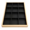 12 Grids Jewelry Tray Organizer PU Leather Black Jewelry Display Tray for Women Girl