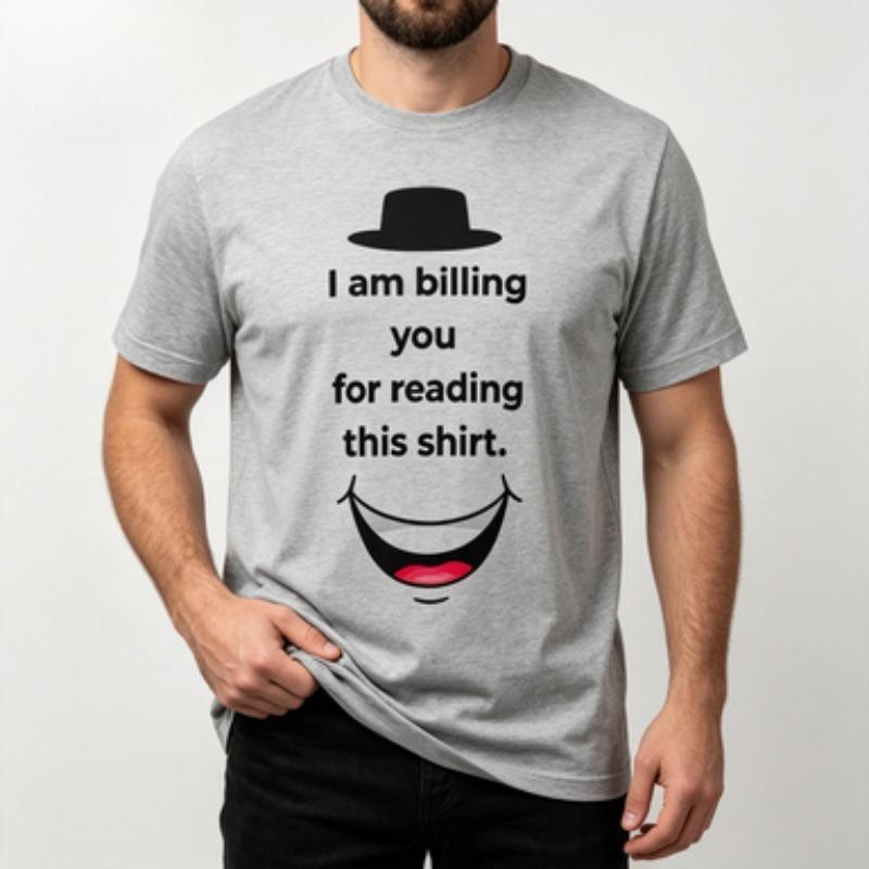 Male Cotton Short Sleeve Tee I Am Billing You For Reading This Shirt Novelty Slogan Hat Crew Neck Funny Street Casual Tops
