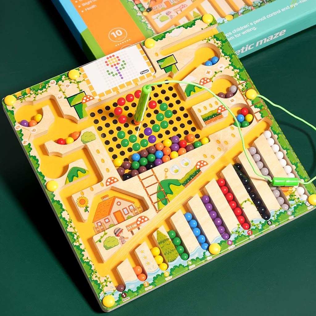 Fun Magnetic Maze Toy Color Sorting Focus Training and Brain Development Game for Kids