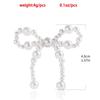 Fashionable Bow Shaped Ear Pendant Vintage Bowknot Earrings Simple Imitation Pearls Eardrop Jewelry for Women Girls