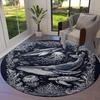Sketch Truck Whale Poseidon Skeleton Round Area Rug,Carpet Rug for Living Room Bedroom Sofa Playroom Decor,Non-slip Floor Mat