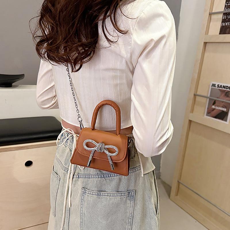 Bow Design Solid Color Mini Shoulder Bag Pu Leather Flap Crossbody Bags For Women 2024  Female Chain Purse And Handbags