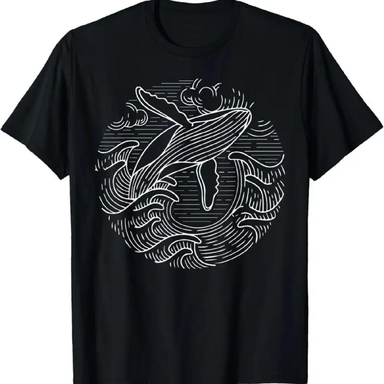 

Whale T Shirt Ocean Waves Humpback XXXXXL чорний