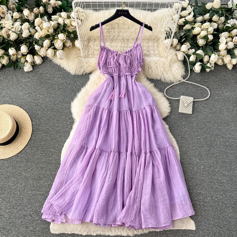 Women's Summer Inspirational Backless Swing Long Sling Dress