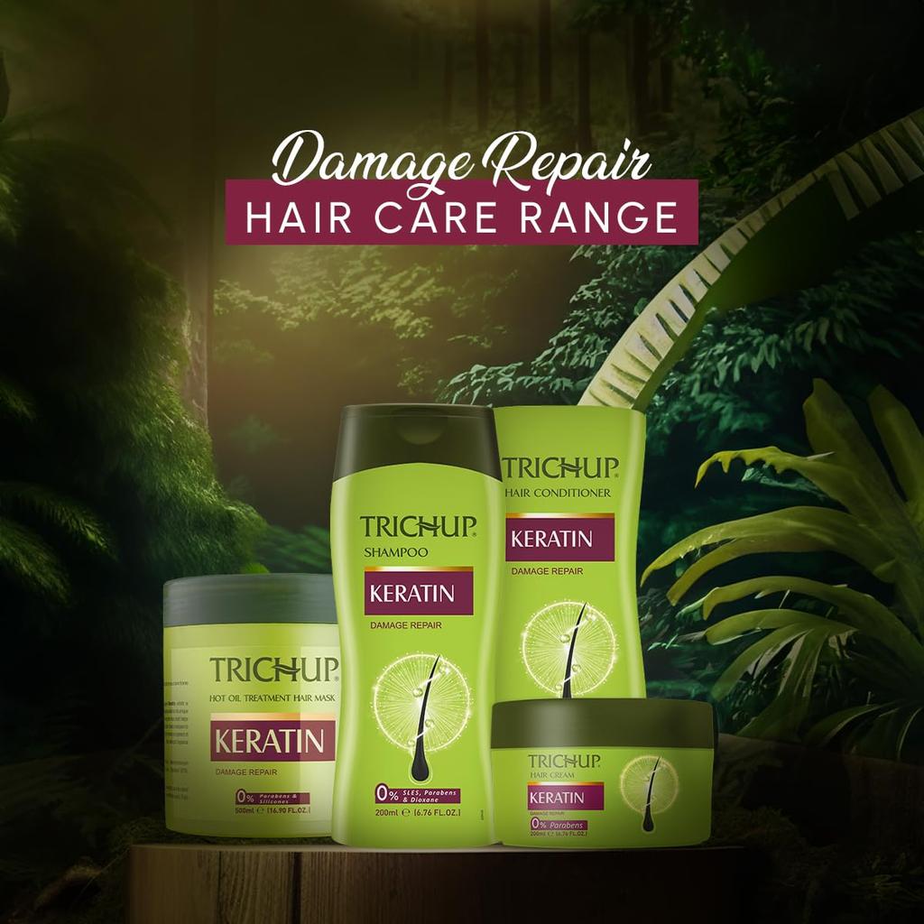 Trichup Keratin Shampoo 200 Ml Pack of 2 For Smooth Frizz-Free Hair Strength & Protection