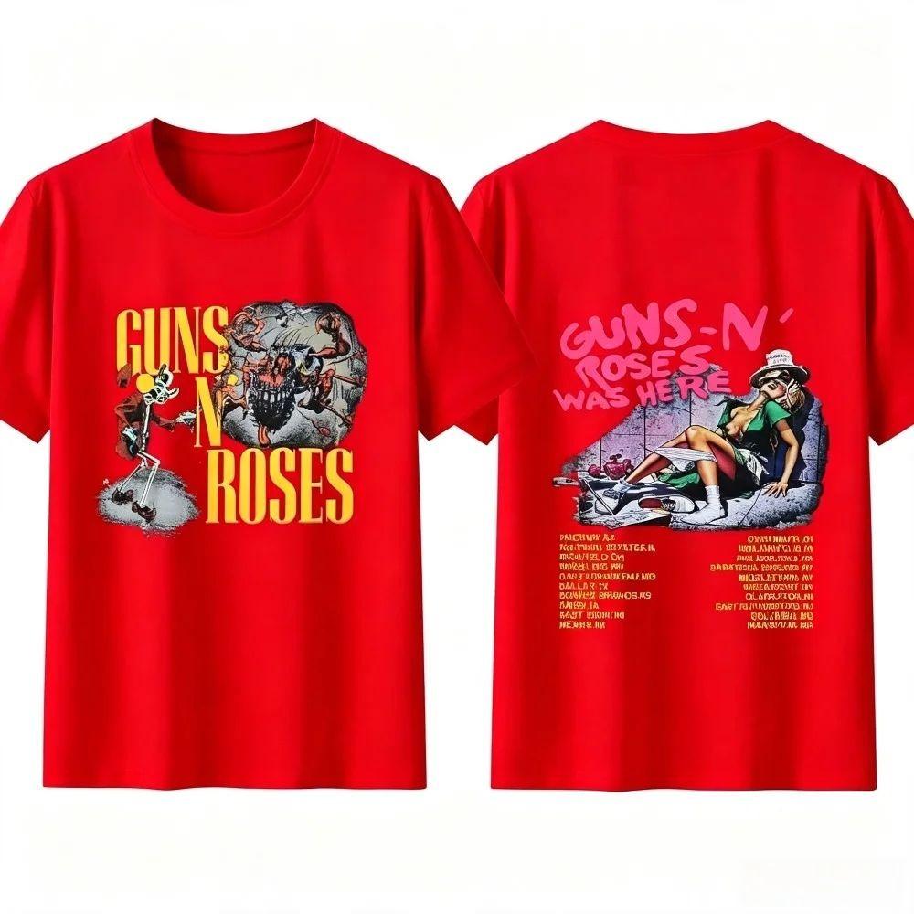 Summer New Vintage Guns N Roses Rock Band Graphic Tshirt Tour Retro Y2k Hip Hop Streetwear Short Sleeve Unisex Unisex Tops