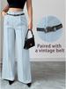 European and American 2025 Autumn/Winter Women's Casual High-Waisted Loose Straight-Leg Suit Pants