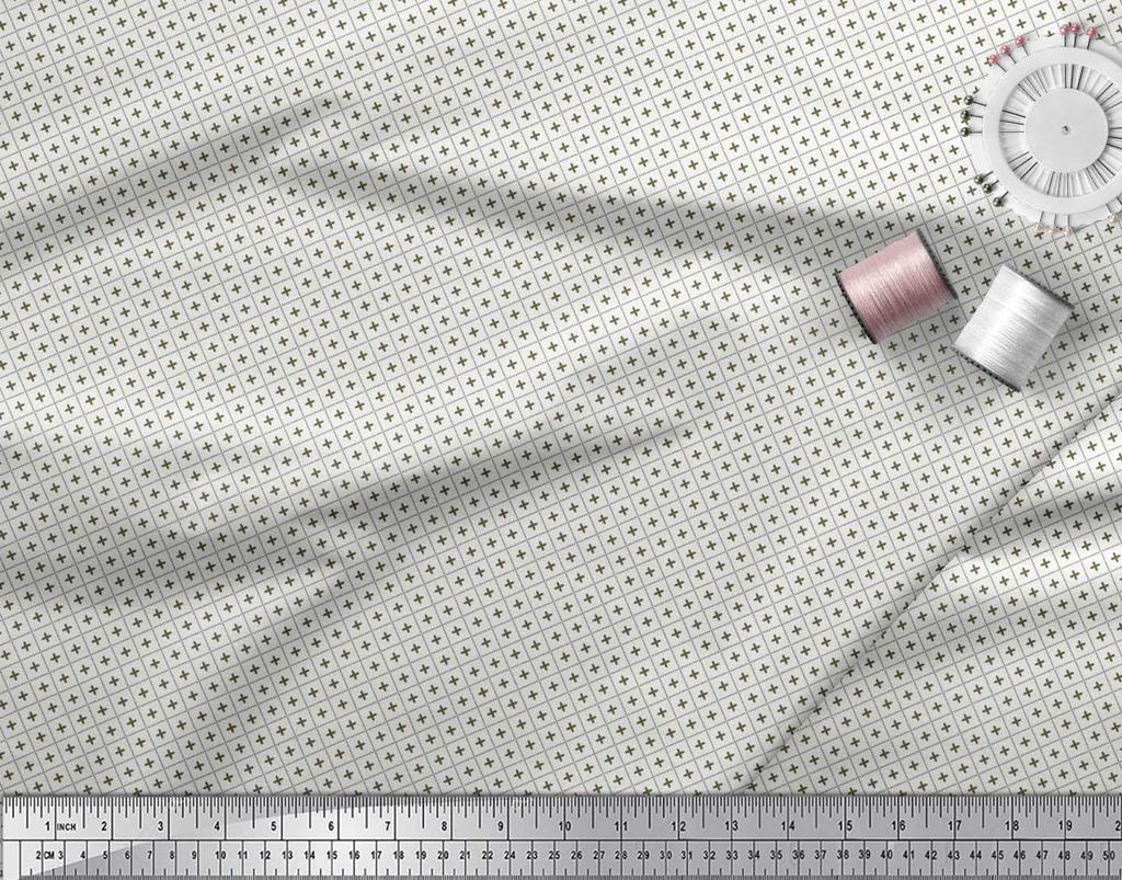 Soimoi Japan Crepe Satin Fabric Check Shirting Print Fabric by Metre 42 Inch
