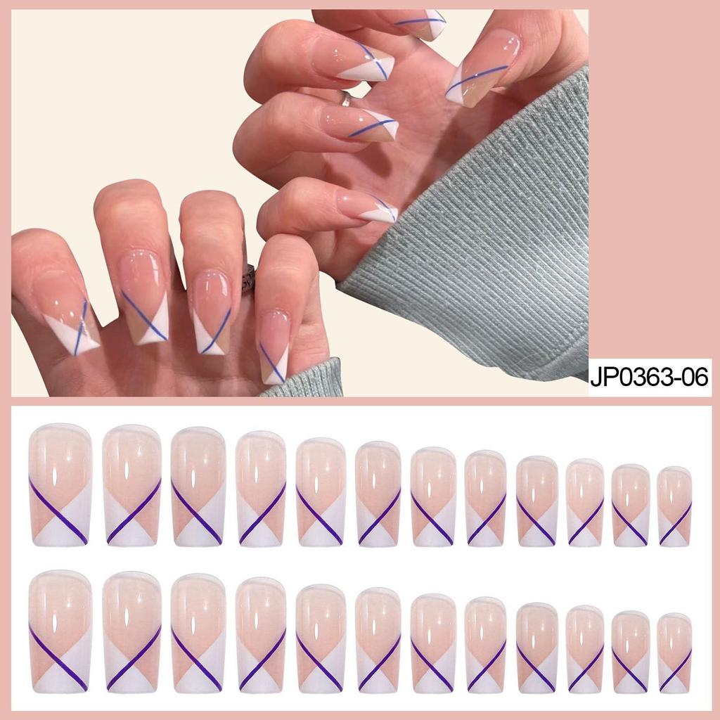 European & American Ballet-Coffin Fake Nails with Manicure Nail Art Stickers
