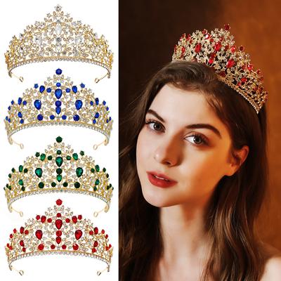 Çok yönlü gelin düğün saç aksesuarları hafif lüks elmas doğum günü partisi tacı barok retro rhinestone taç