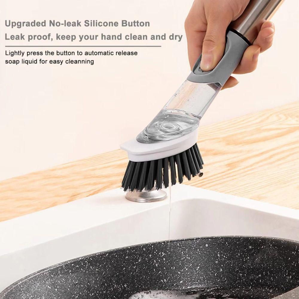 3 In 1 Kitchen Cleaning Brush Liquid Dispenser Pot Washing Brush Scrubber Brush Sink Cleaning