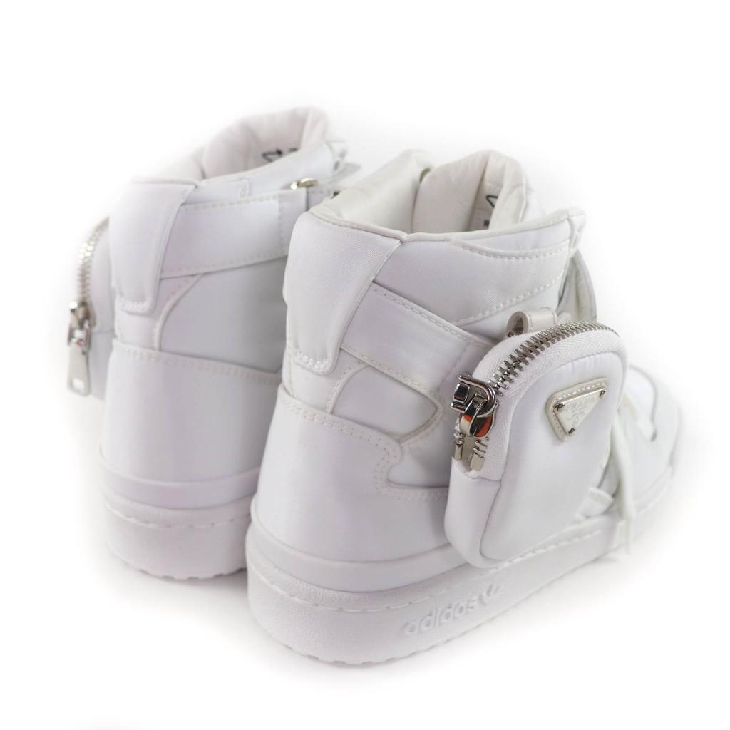 Excellent PRADA High cut sneakers Re-Nylon Triangle Plate leather 24 2TG193 Used