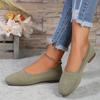 Women'S Black Woven Fabric Slip-On Flats - Casual Square Toe Shoes for Indoor & Outdoor Wear, All-Season Comfort with Rubber Sole, Breathable