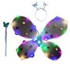 Three Piece Set LED Performance Costume Light Up Wing Sparkles Butterfly Fairy Angel Wing Girls Party Dress Up Cosplays