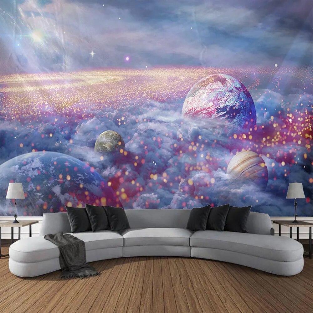 

Луна, планета, звездное небо, пейзаж, настенный гобелен, художественное украшение, подвесная ткань, занавеска для спальни, гостиной, украшение для дома 100x75cm