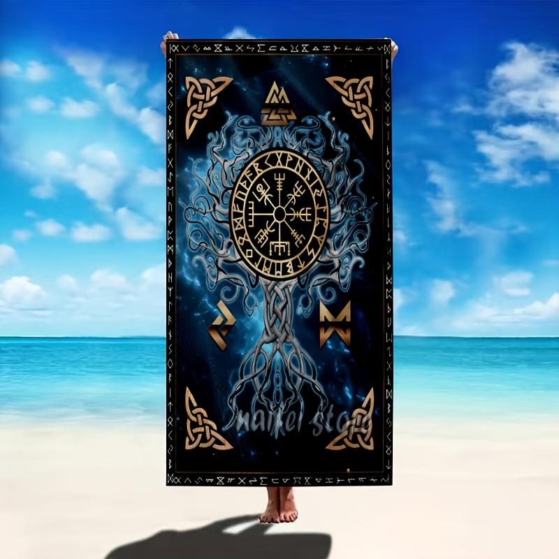 

Thickened Extra Large Viking Tree of Life Beach Towel, Oversized Soft for Carnival Gift W30*H60(CM)