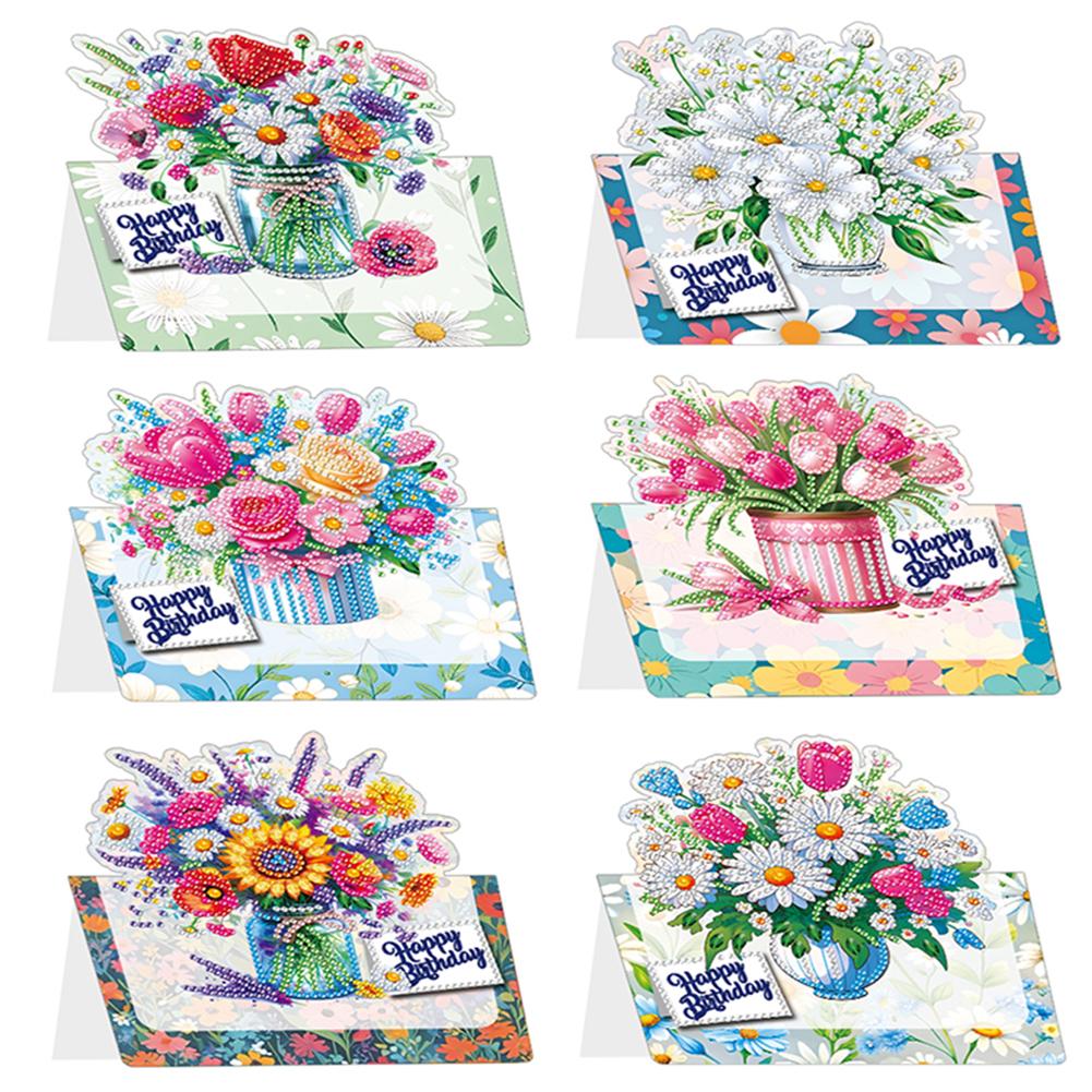 

6pcs Colored Pattern DIY Diamond Painting Greeting Card Set with Envelope for Birthdays Thanksgiving & Special Occasion