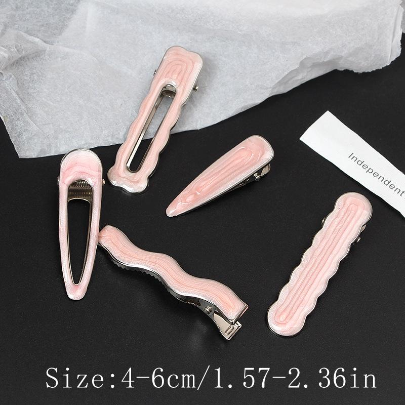 Simple Wave Oval Pink Seamless Hair Clip Women Acetate Sheet Bangs Clip Hair Duckbill Clip Hairpins Hair Styling Tool Gift