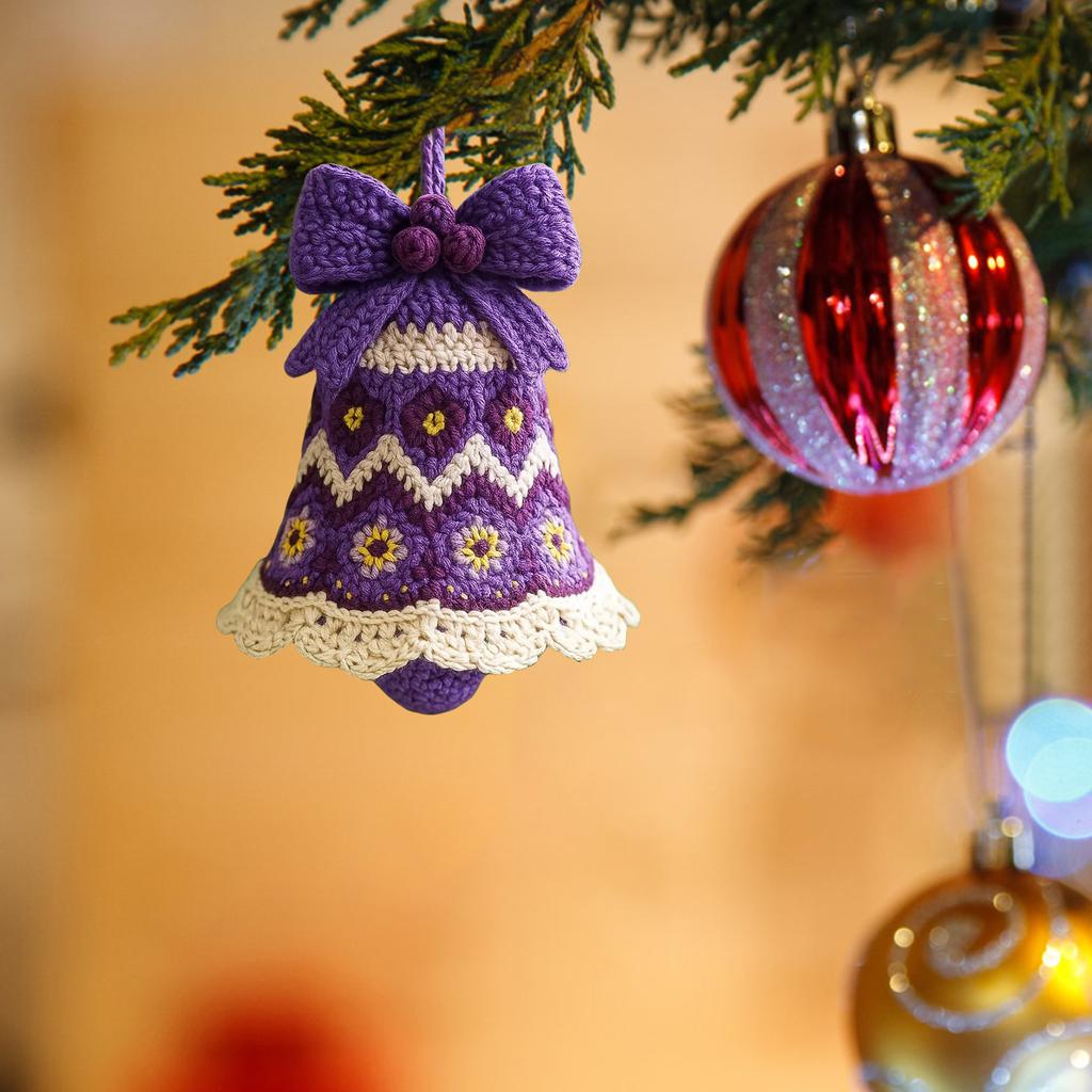 Santa Claus Bell Ornament DIY Crochet Knitting Material Kit Handmade Holiday Crochet Accessories Easy Knitting Kit for Beginners