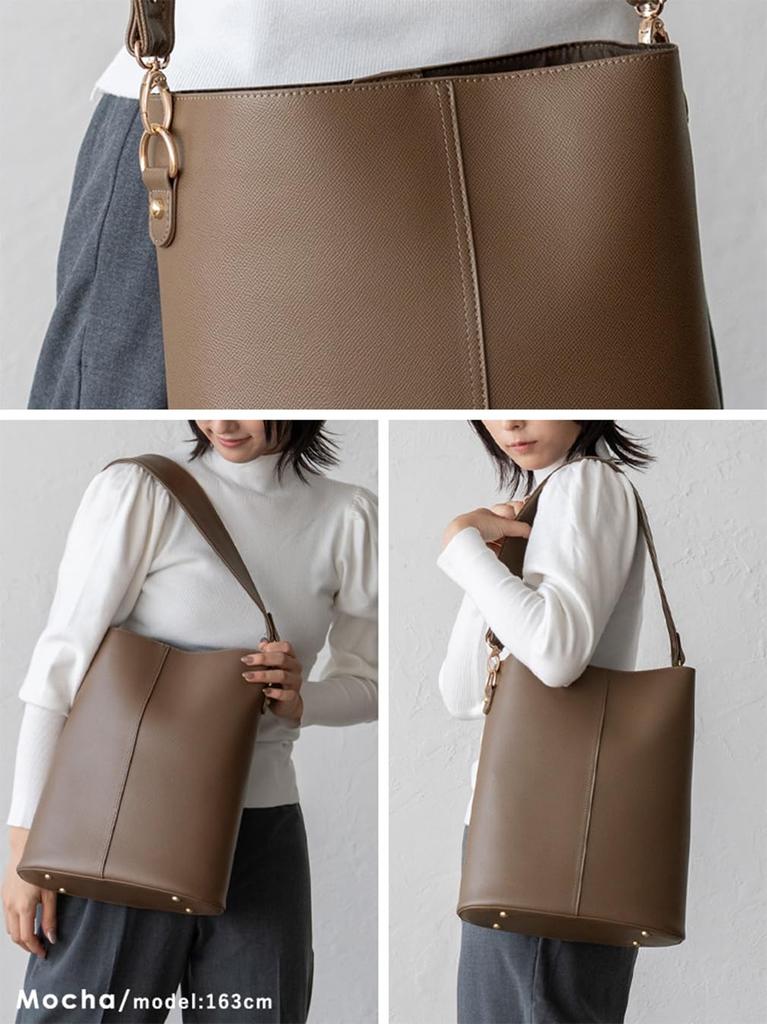 VITAFELICE Women's One-Handle 2-Way Vertical Tote Bag Inb-10129p (Mocha)
