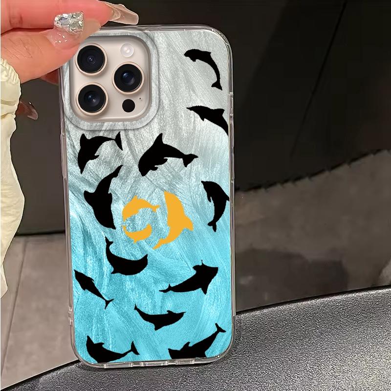 Cute Cartoon Cat Dolphin Girls Women Case For Apple iphone 16pro 15 16 15plus 14 13 Pro Max 16e 12 11 7 8 Plus XR SE Funda Cover