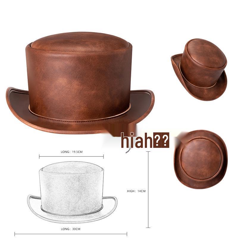 Men's Slim Fit Western Cowboy Leather Trench Coat with Lapel