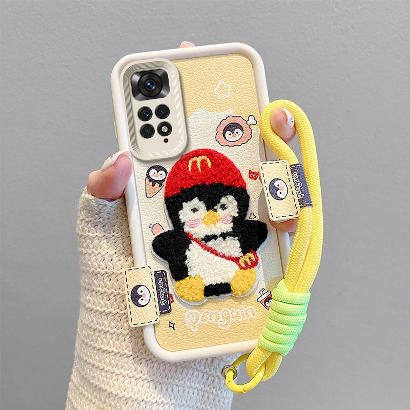 KEYSION Cartoon Cute Plush Embroidery Case for Redmi Note 11 Pro 5G 11S with Lanyard Silicone Shockproof Phone Cover for Redmi Note 12 Pro 4G