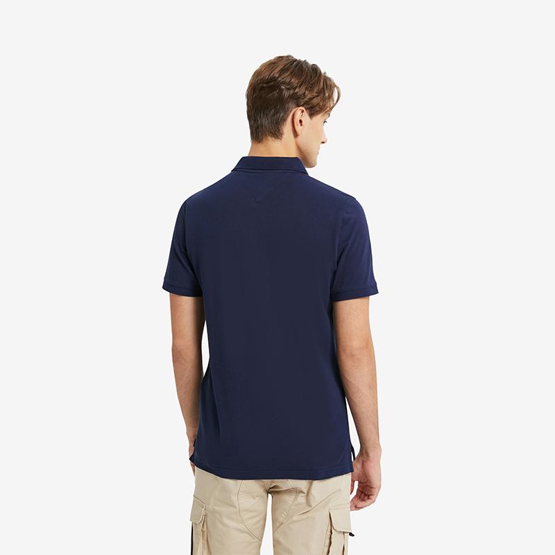 Tommy Hilfiger Solid Color Pique Cotton Breathable Embroidered Short Sleeve Polo Shirt Men Polo Shirts Navy-Blue DM0DM04266002