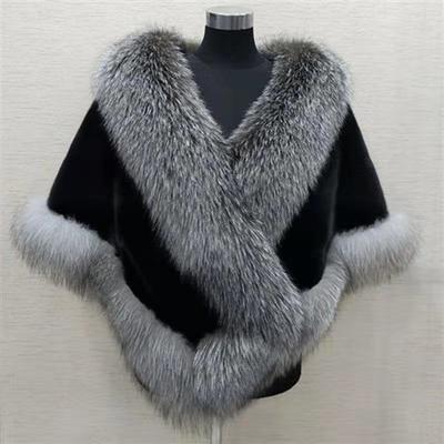 Comodo Cappotto a Mantella Soffice da Donna Invernale Scialle di Pelliccia Sintetica alla Moda Autunno Inverno Caldo