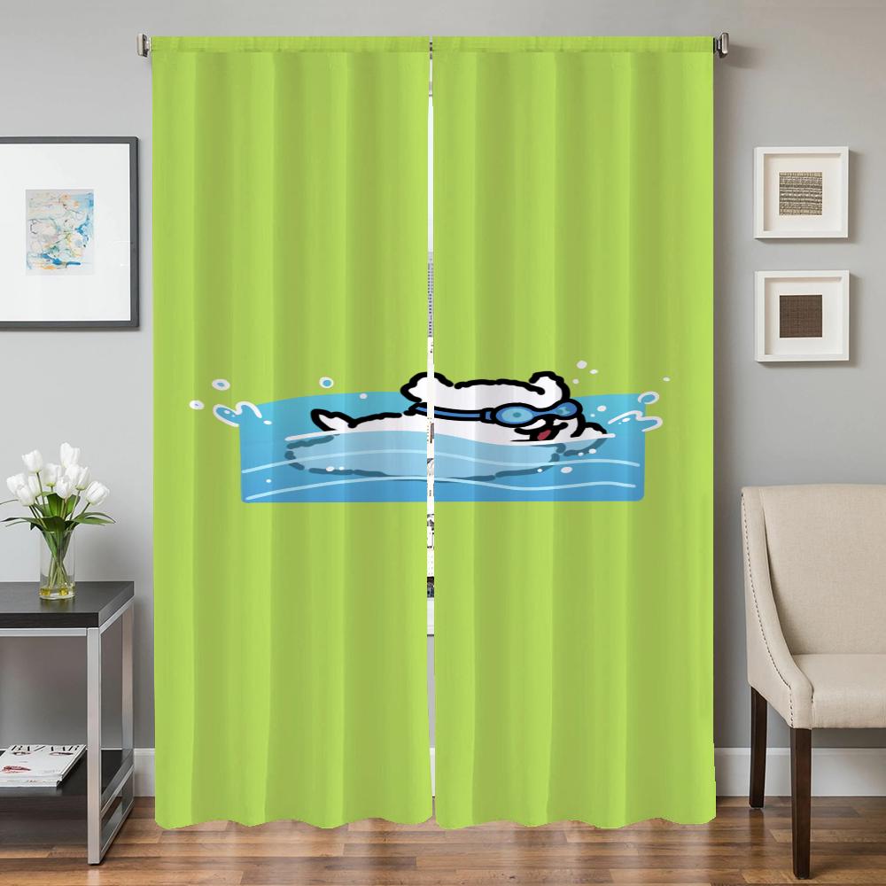 

Home Interior Kitchen Curtains For Living Room 2 Pieces Blackout Curtains Door Curtain Maltese Dog Partition Bedroom Decoration W50xH70cmx2pcs-CL