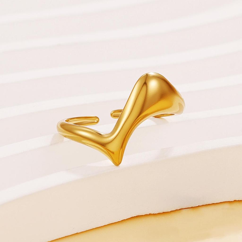 INS Style Geometric Thick Line Ring: Women's Twisted Metal Open Stainless Steel Jewelry