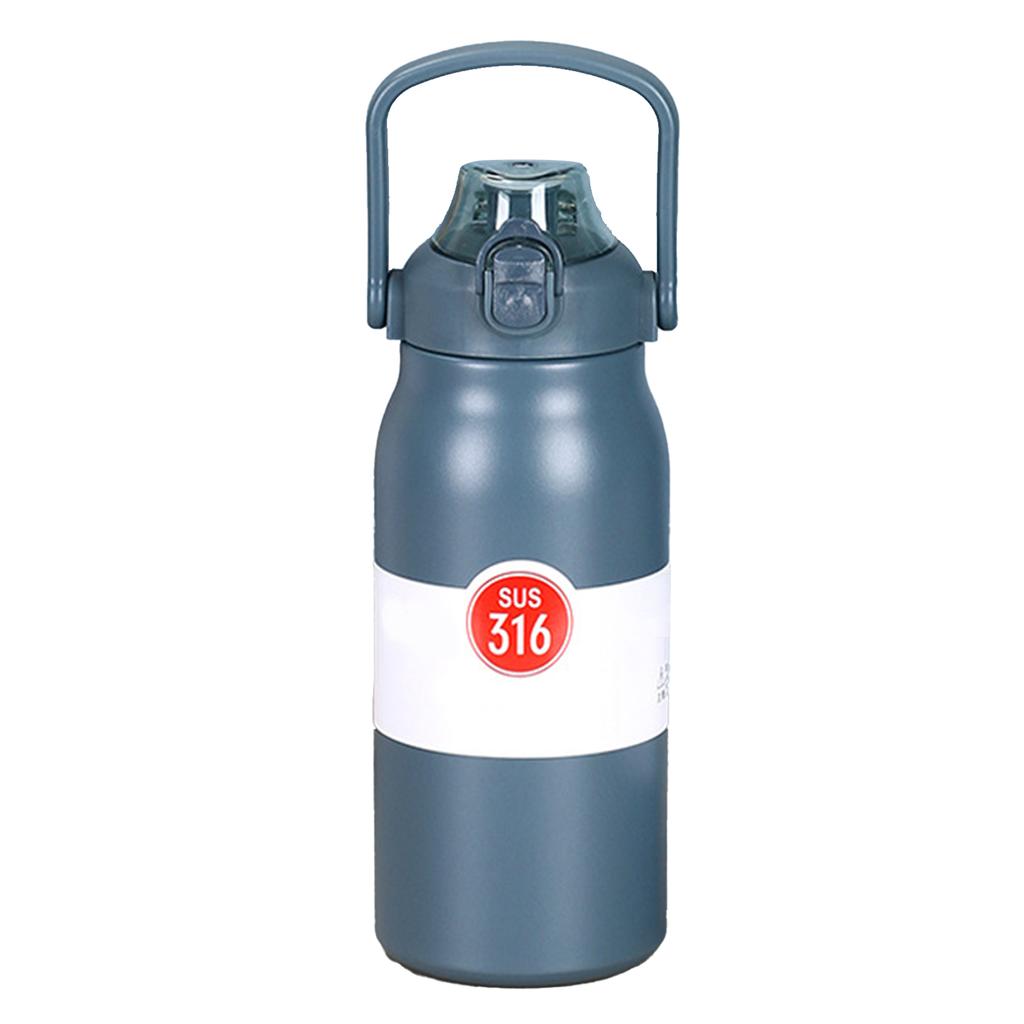 1000ml Stainless Steel Sports Water Jug Large Capacity Portable Insulated Water Bottle with Handle and Straw for