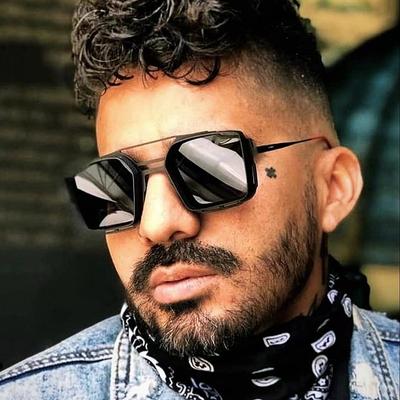 Vintage Steampunk Style Sunglasses Men'S Metal Hollow Box Sunglasses Men'S Trendy Double Beam Glasses