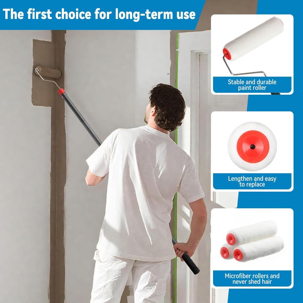 120cm Long Paint Stainless Steel Rod Paint Roller for Home Mural Paint Roller for Walls and Ceilings Roller, Use, Multi-Purpose