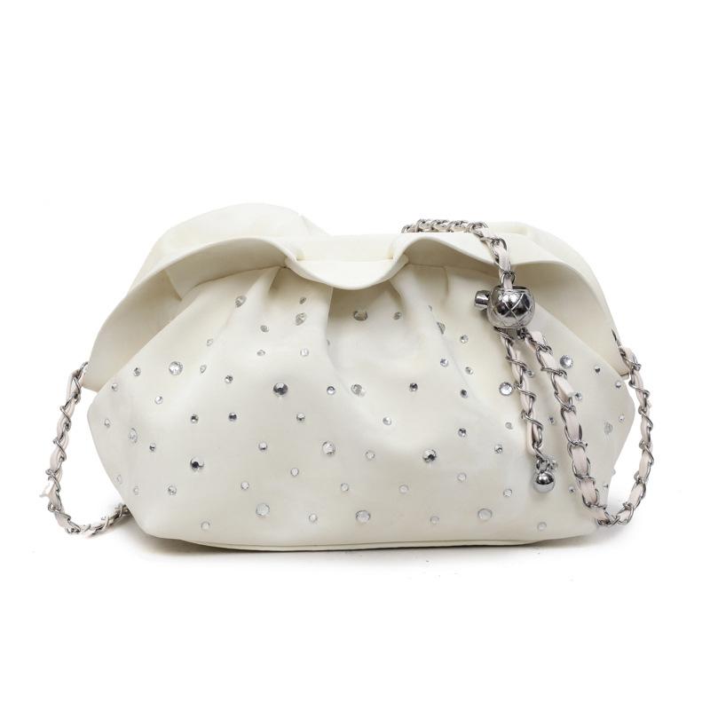 2025 Summer New Shoulder Large Capacity Fashion Lightweight Shoulder Bag Going Out Casual Pleated Messenger Bag Chain Bag