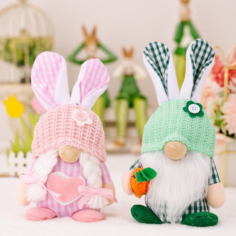 Spring Easter Bunny Doll Figurine Adorable Face Less Gnome Plush Decoration For Festive Celebrations
