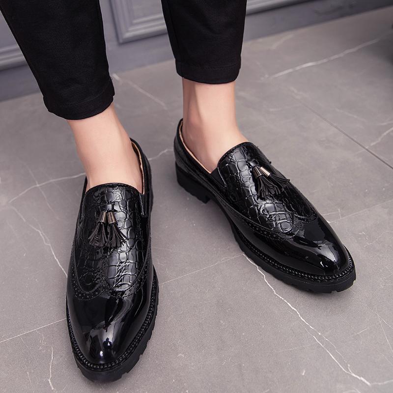 Italian  Casual Brands Tassel Style Patchwork Style Formal Luxury Shoes  Men Loafers  Leather Driving Shoe Big Size 4647