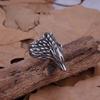 Stainless Steel Nordic Ice Wolf Ring for Men Viking Warrior Rune Jewelry Mythical Animal Gift