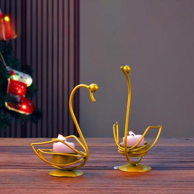 Retro Zwaan IJzer Ambachten Kandelaars Paar Vintage Theelichthouders voor Bruiloft Huisdecoratie Diner Sfeer Decoraties