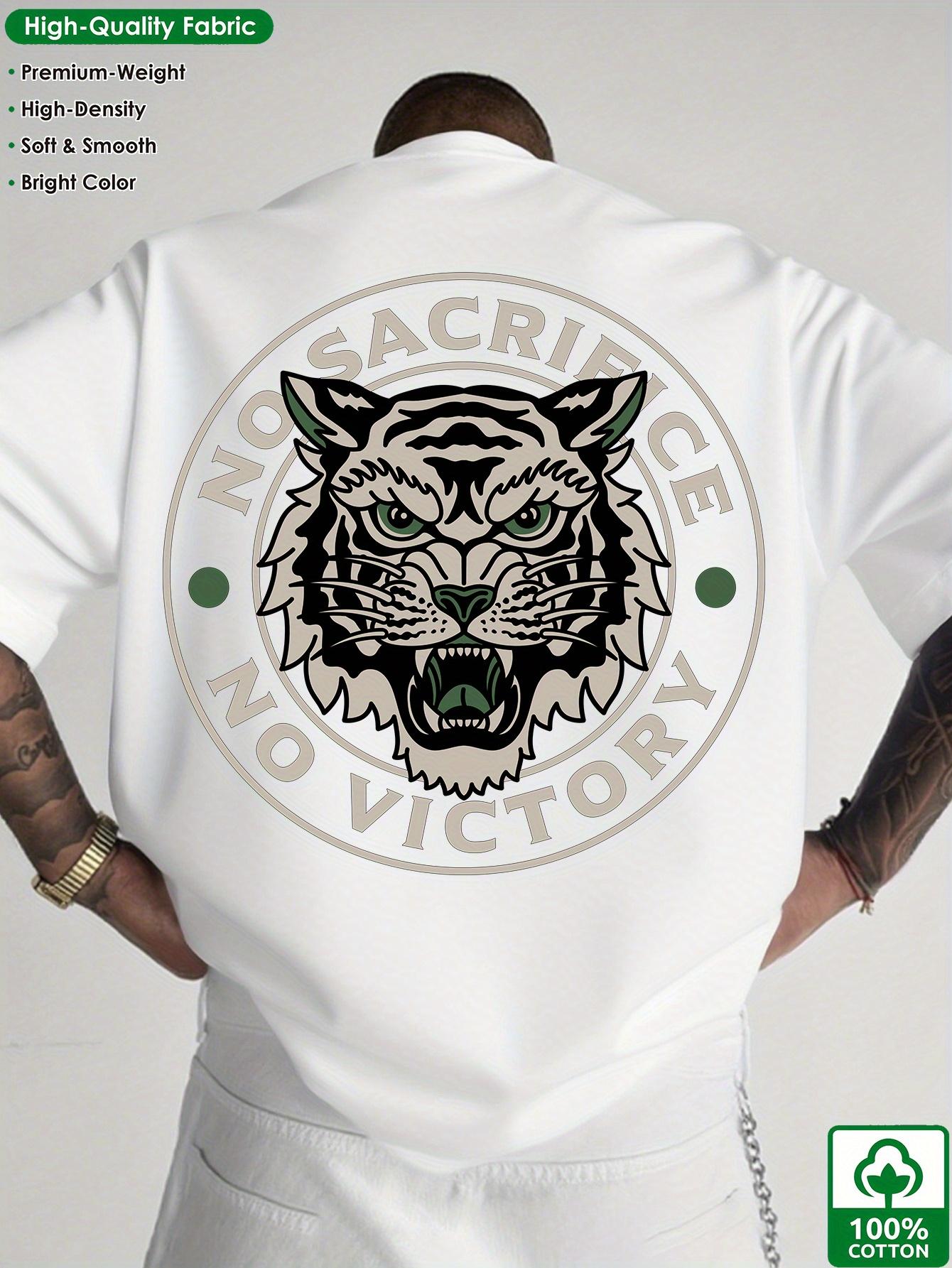 

Adult Summer Tiger Head Print Street Fashion Mens Retro Tshirt Simple Soft Comfortable Casual Breathable Tshirt 100 Cotton 3XL