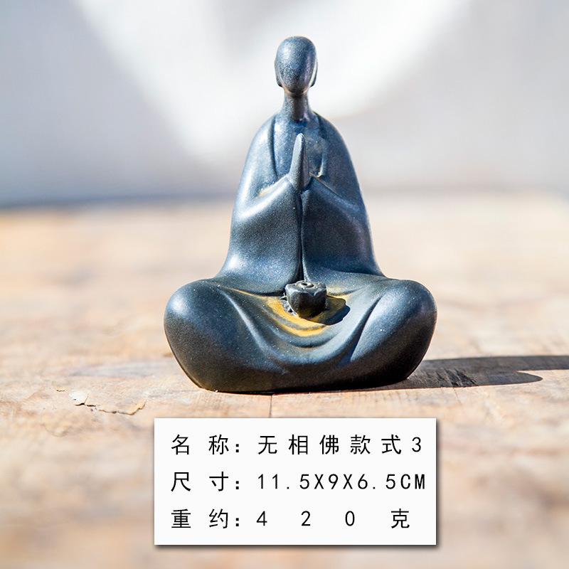 Chinese Retro Faceless Buddha Statue Mini Buddha Figure Home Living Room Office Table Zen Meditation Ornament Garden Decoration